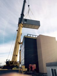 Crane at building